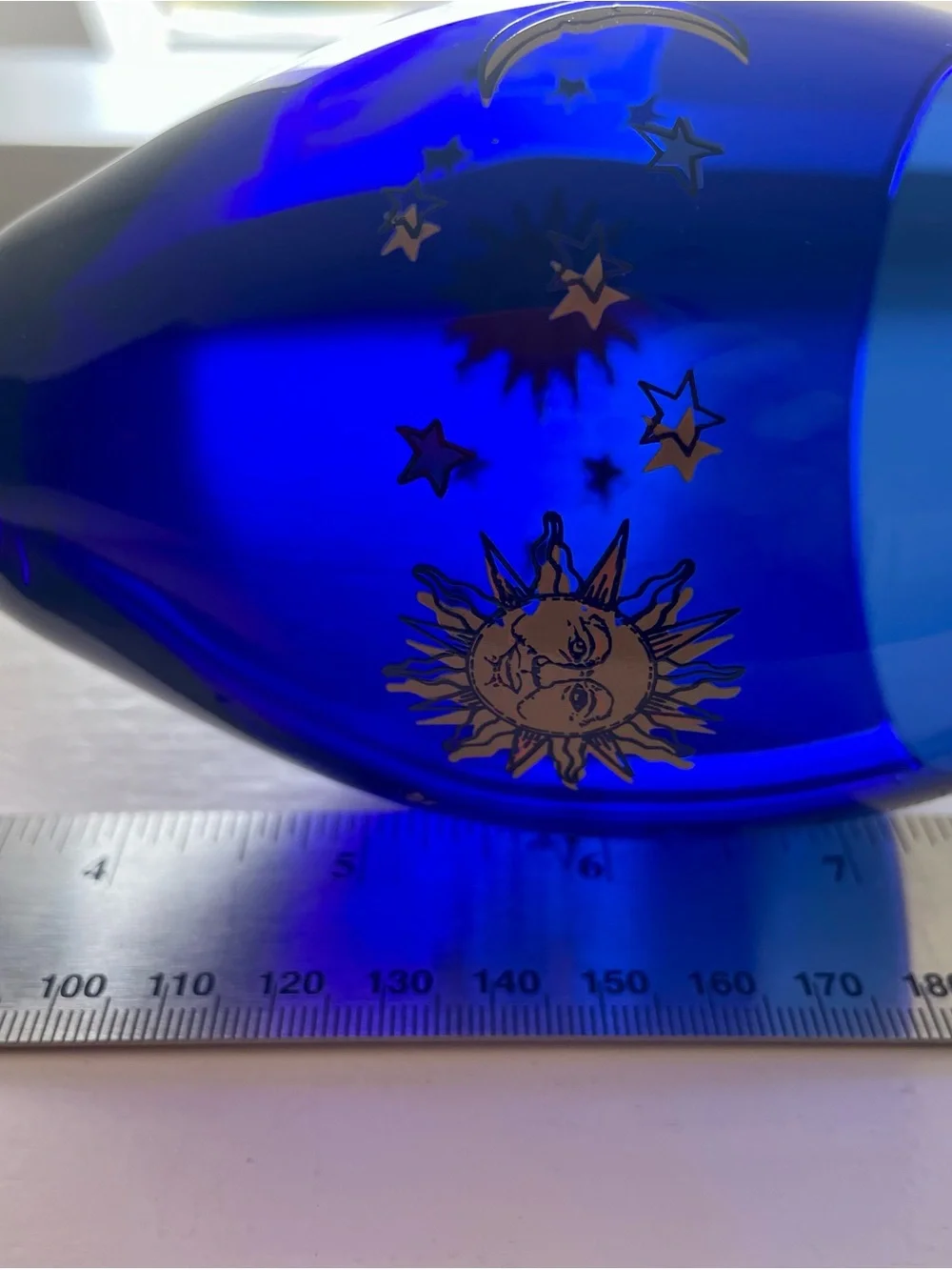 Libbey Celestial Goblet Glass SUN MOON STARS Glass (One) Cobalt Blue Vintage